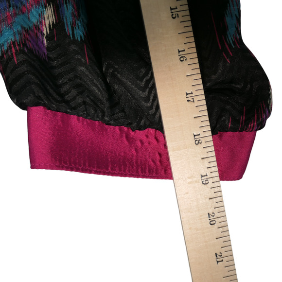 Vintage Robbie Bee Midi Dress Womens 7 or 8 Black Pink Paisly Artsy Shoulder Pad - Picture 12 of 14